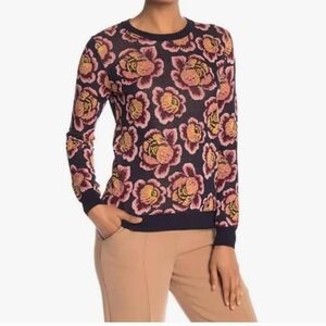 Catherine Malandrino Floral Crew Neck Sweater - Pink and Yellow
